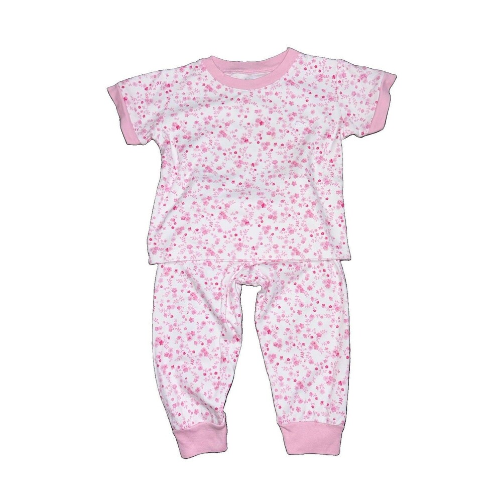 Azulito Baby Girl 12M Pink Floral T-Shirt Pants Set Pima Cotton Made Peru